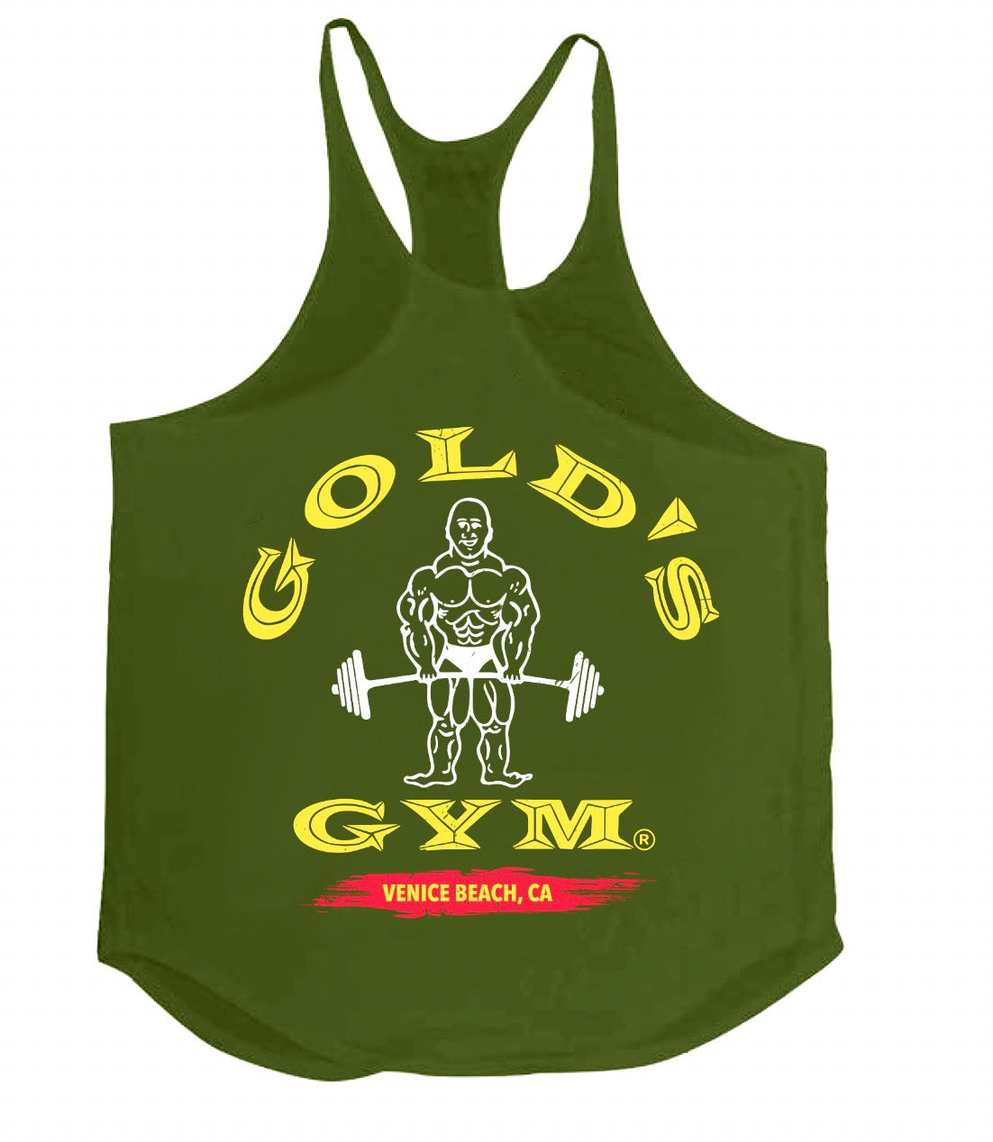 OG Golds Gym Stringer Tank - Combat Green