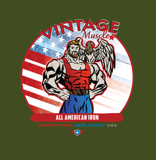 Guns & The Golden Eagle Tank Top - Army Green - Vintage Muscle