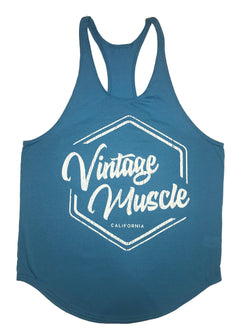Santa Monica "Original Vintage" Stringer Tank - Coral Blue - Vintage Muscle