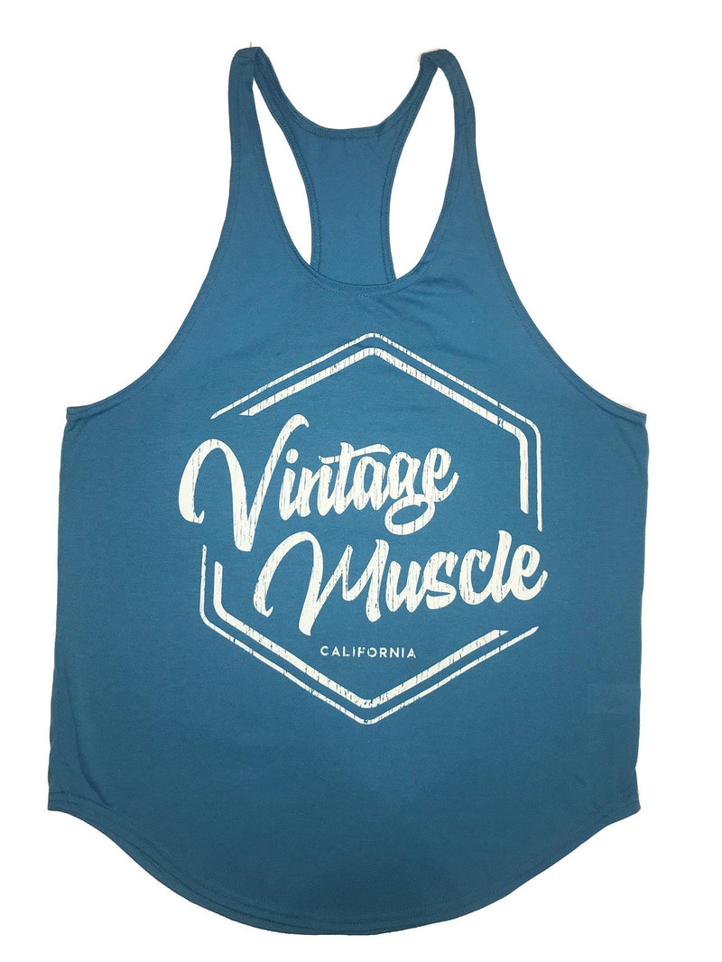Santa Monica "Original Vintage" Stringer Tank - Coral Blue - Vintage Muscle