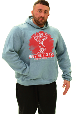 Mass with Class Hardcore Hoodie – Vintage Steel Blue - Vintage Muscle