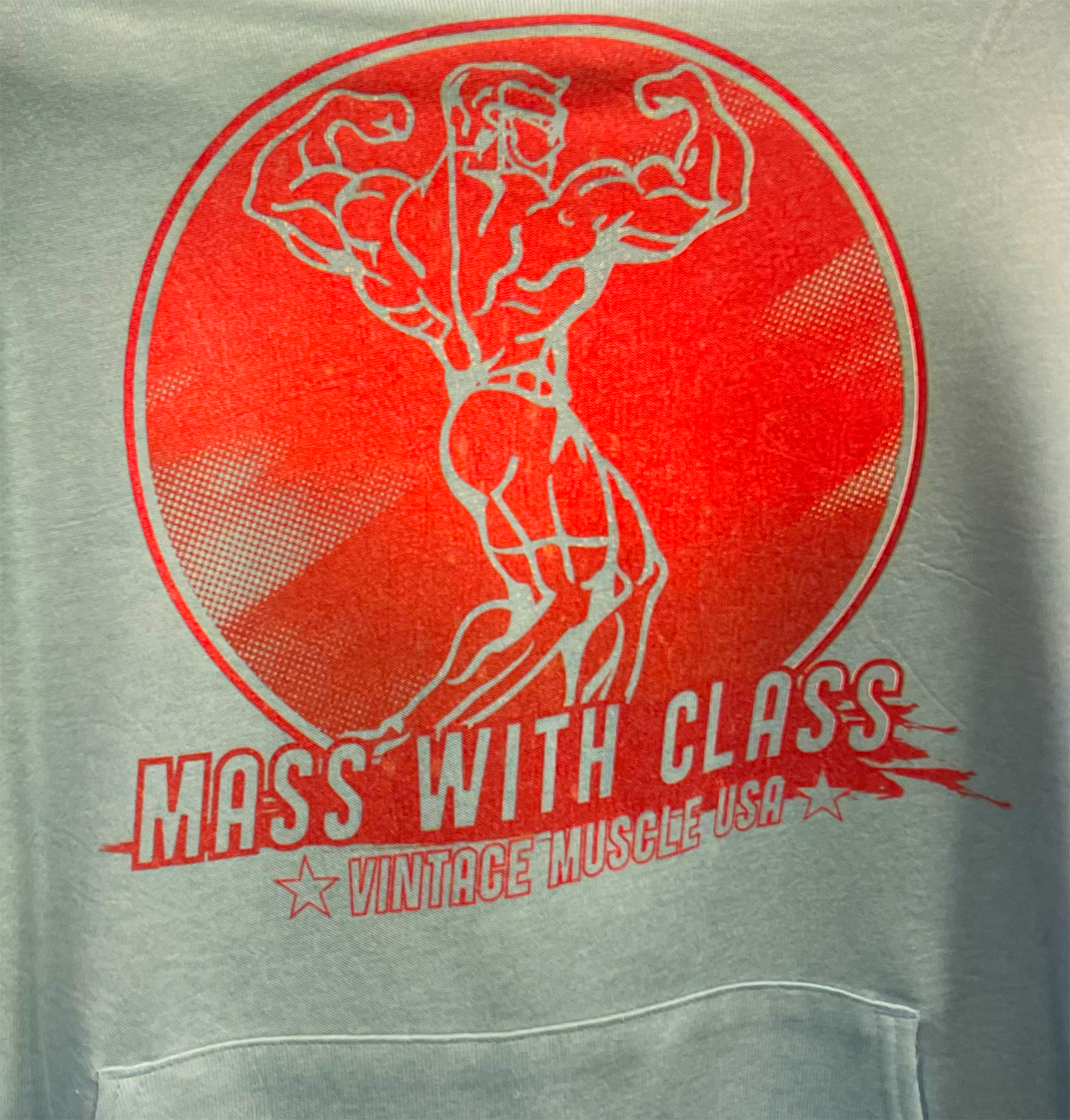 Mass with Class Hardcore Hoodie – Vintage Steel Blue - Vintage Muscle