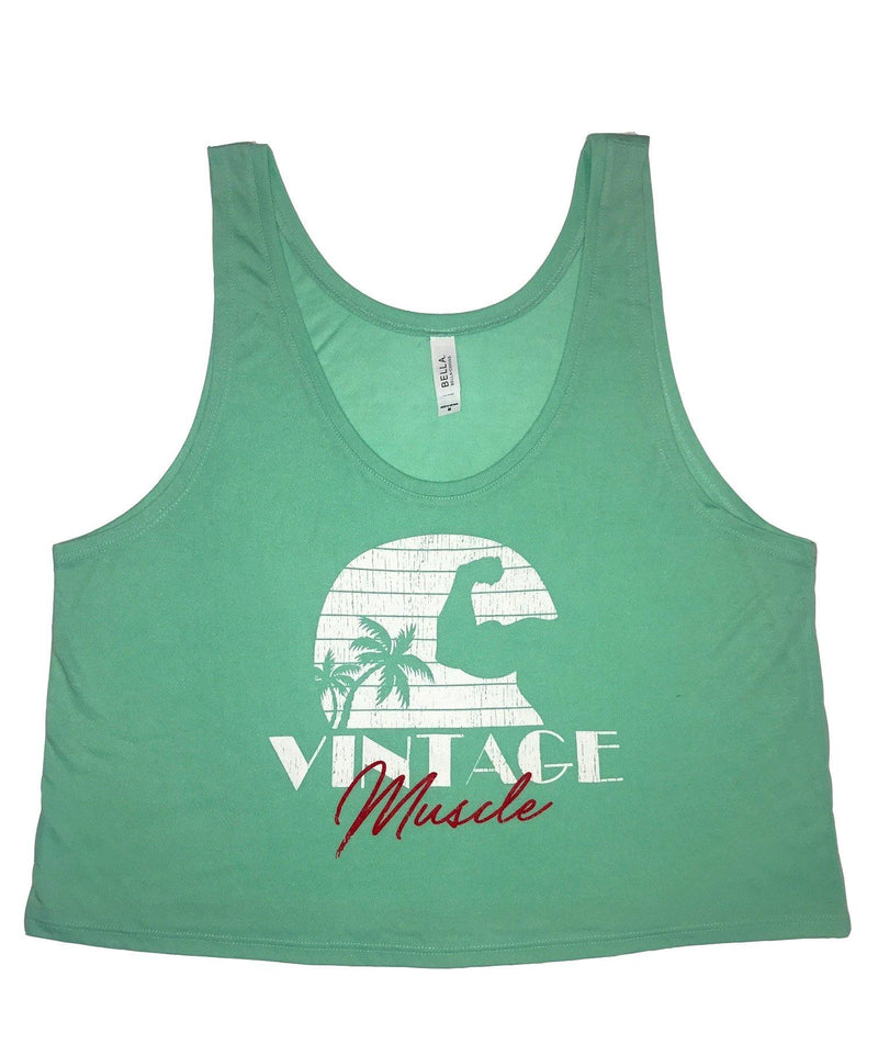 Seaside Sunset Women's Crop-top Tank - Mint - Vintage Muscle