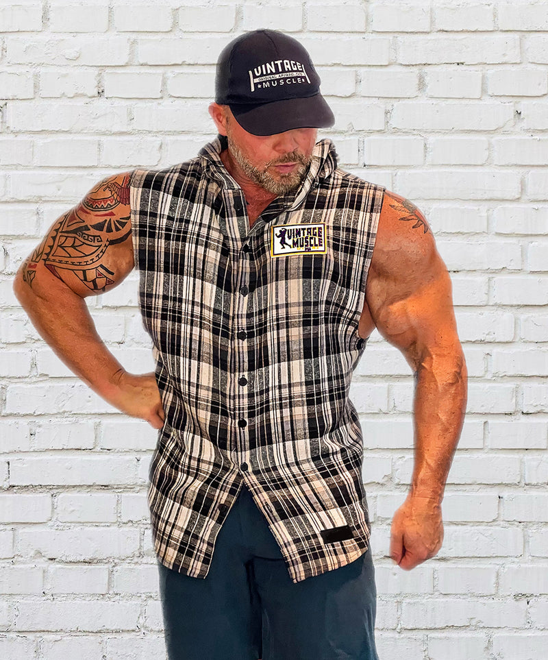 LOGEEYAR Men's Sleeveless Shirt Plaid Flannel Shirt, Button Down Casual  Shirts V