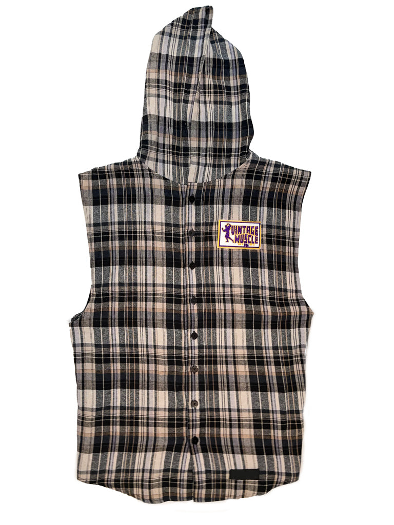 Style 1990 - Men's Sleeveless Flannel Hoodie. ONLY 19.95. Snag this iconic  hoodie before it's gone. Made in USA