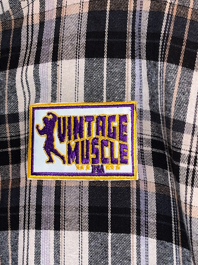 Vintage Muscle Flannel Sleeveless Hoodie – Black and Blue - Vintage Muscle
